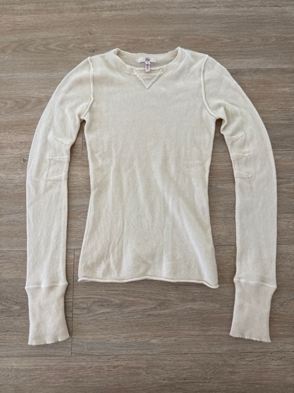 Joie Cream Long-Sleeve Cashmere Sweater Top Small